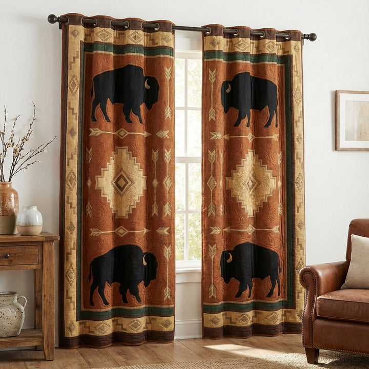 Marit - Earthy Buffalo Padded Curtains