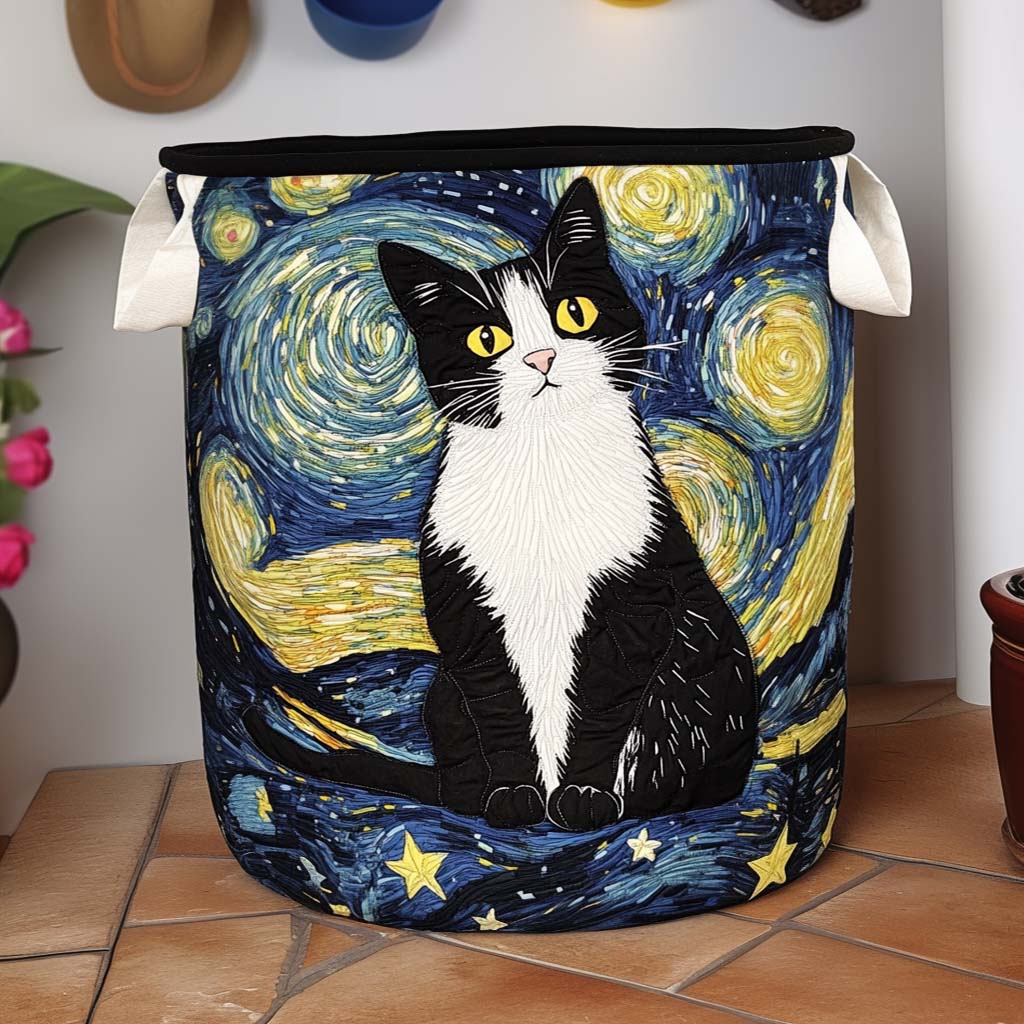 Elegant Feline Upholstered Laundry Basket