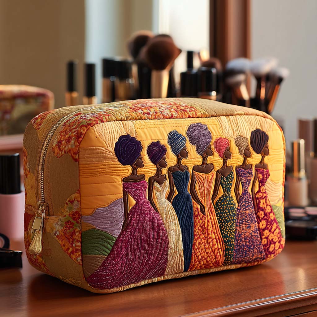 Odile - Elegant Quilted Toiletry Bag with Chic Print
