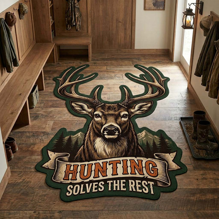 Marieke - Custom Emerald Antler-Shaped Decorative Floor Rug