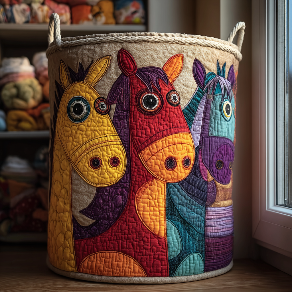 Quilted Laundry Hamper - Timeless Equine Design