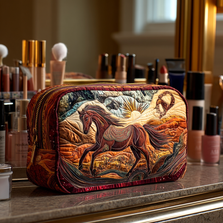 Hillegonda - Embroidered Horse Quilted Toiletry Bag