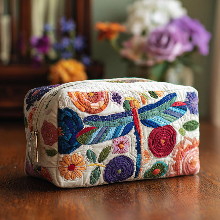Elsbeth - Quilted Cosmetic Bag with Colorful Accents