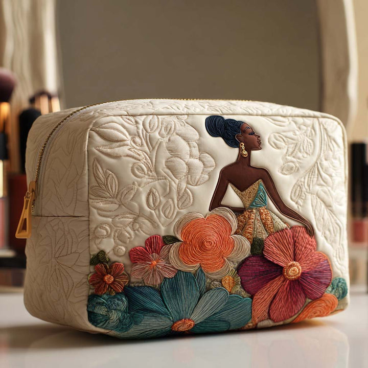 Erica - Elegant Floral Quilted Toiletry Bag