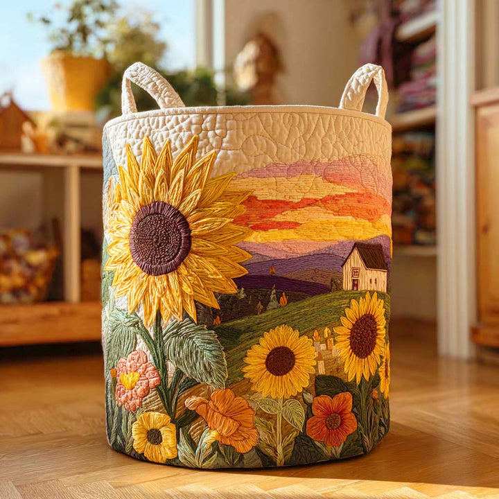 Sunflower Quilted Laundry Hamper