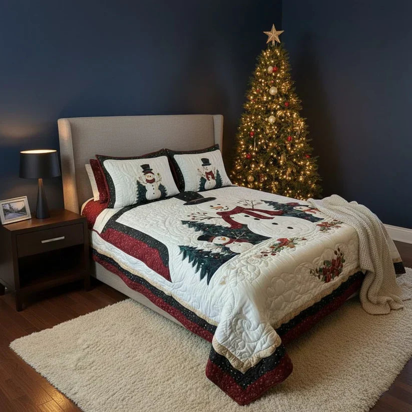 Friends of the Snow 3-Piece Quilted Duvet Cover Set