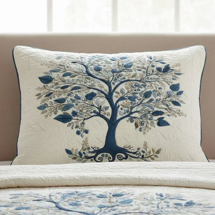 Blue Serenity Quilted Pillow Cover