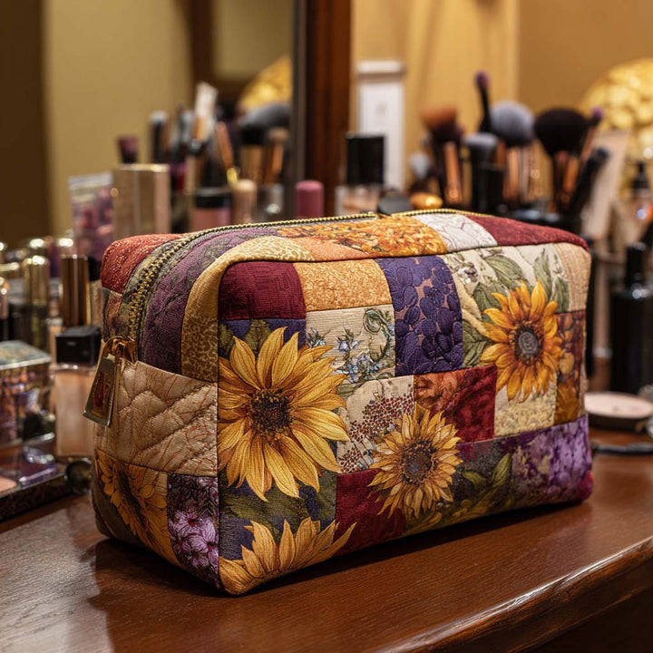 Sabine - Golden Flower Quilted Toiletry Bag