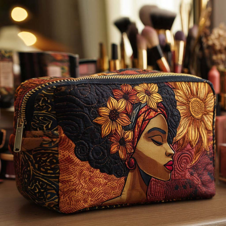 Hedwig Quilted Toiletry Bag with Golden Crown Design