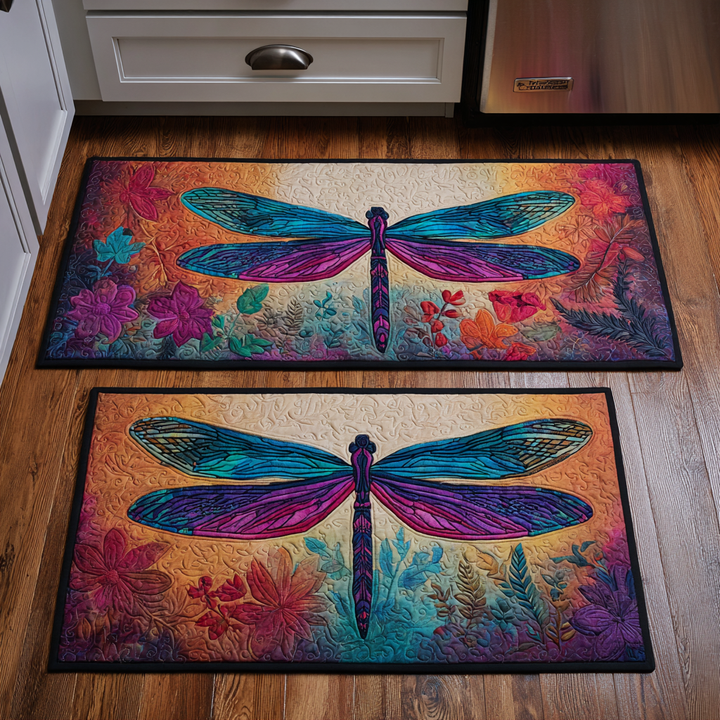 Wieke Dragonfly Gold Kitchen Mat