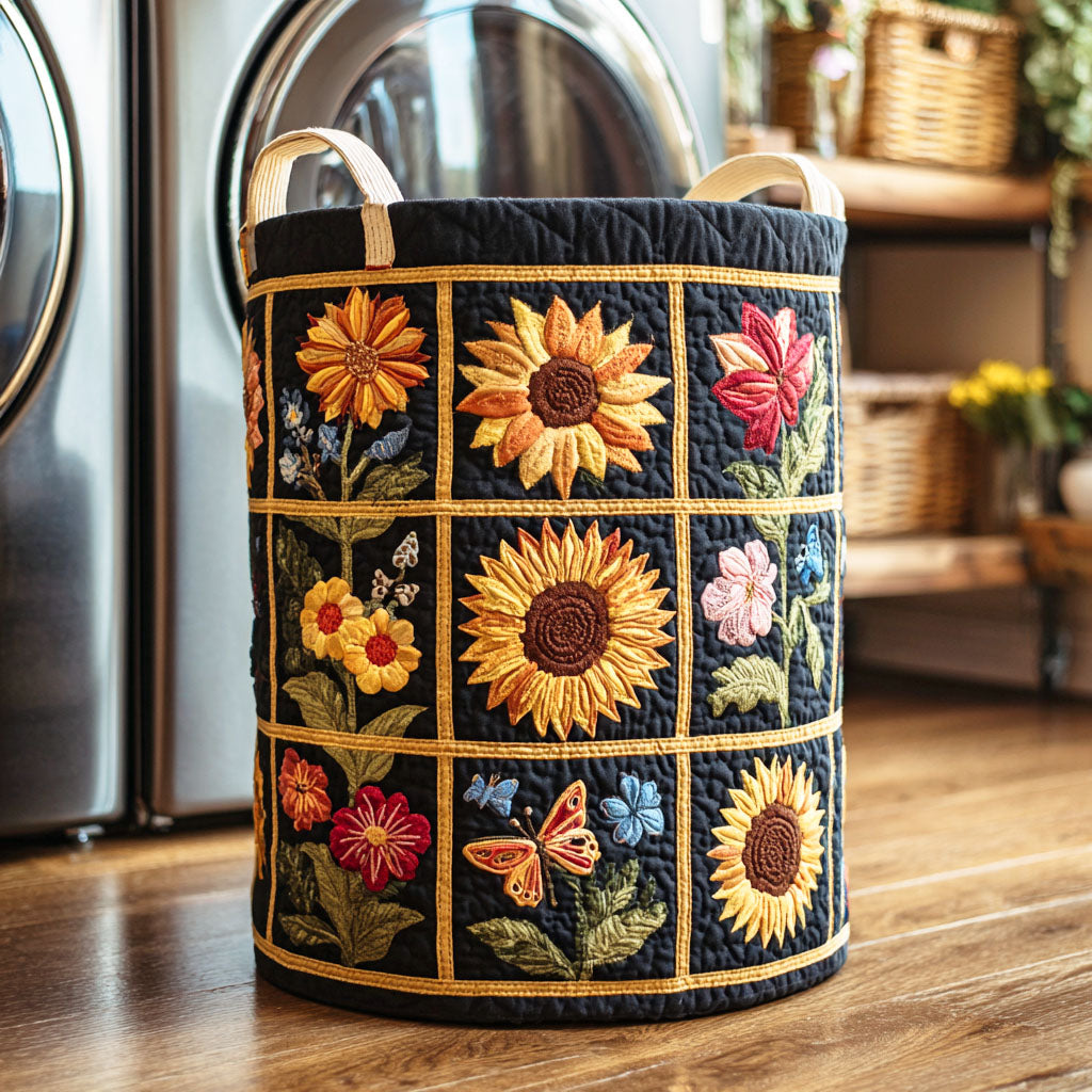 Sunflower Quilted Laundry Hamper