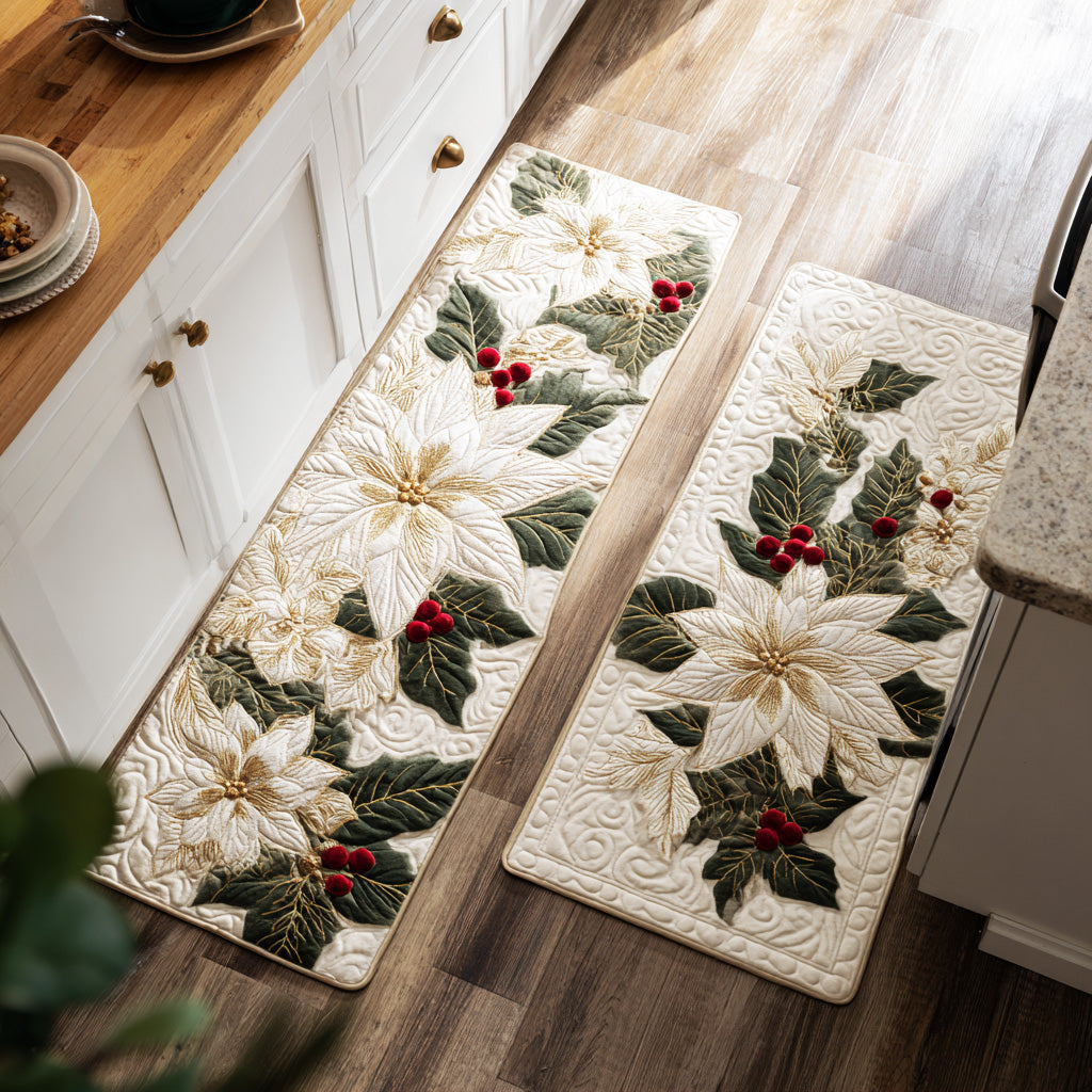 Mechteld - Winter Floral Christmas Kitchen Mat