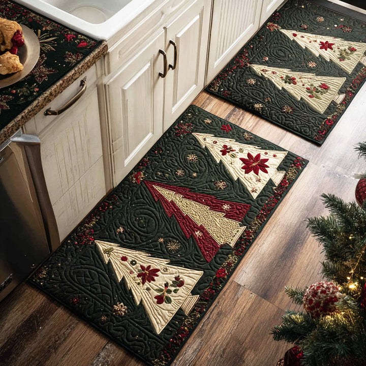 Klaasje - Christmas Kitchen Mat with Pine and Gold Accents