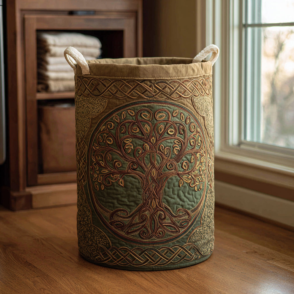Golden Roots Quilted Laundry Hamper