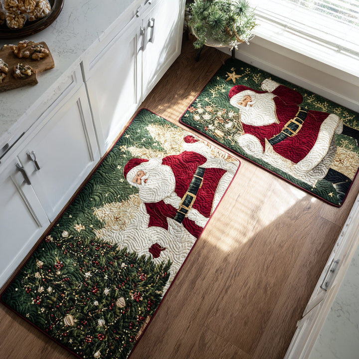 Hetty - Christmas Kitchen Mat Featuring Santa in Gold