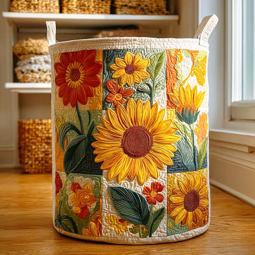 Sunflower Quilted Laundry Hamper