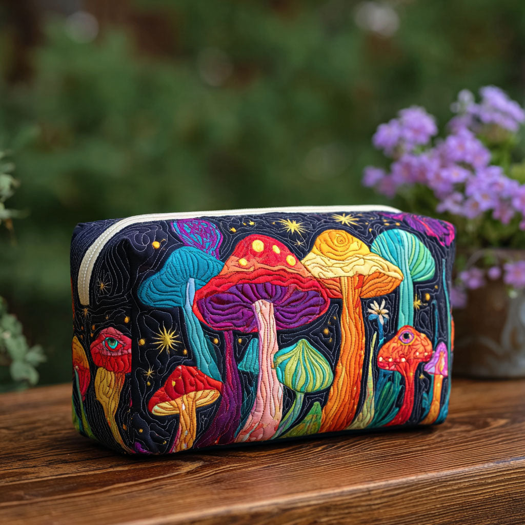 Willemien Retro Mushroom Quilted Toiletry Bag