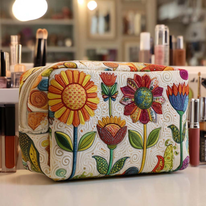 Truus - Cheerful Flower Quilted Toiletry Bag