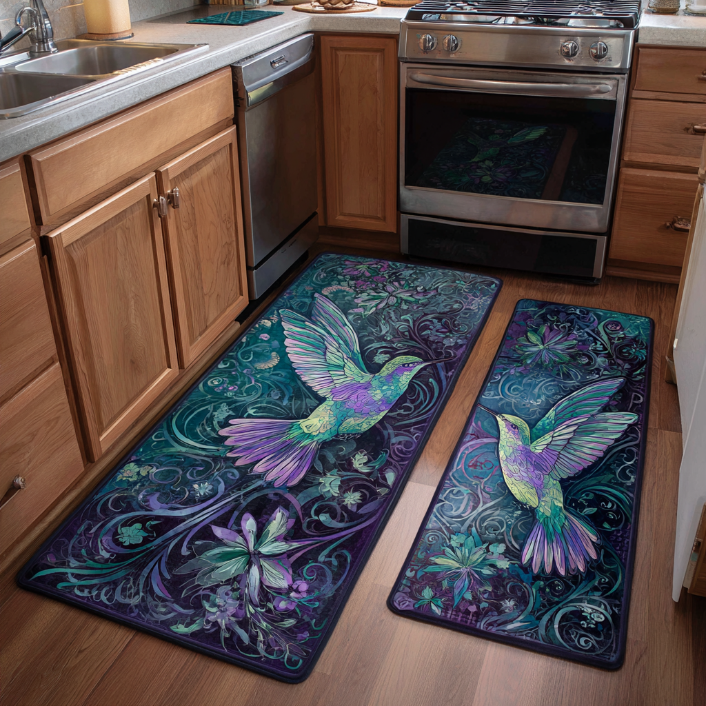 Emma - Hummingbird and Floral Garden Kitchen Mat