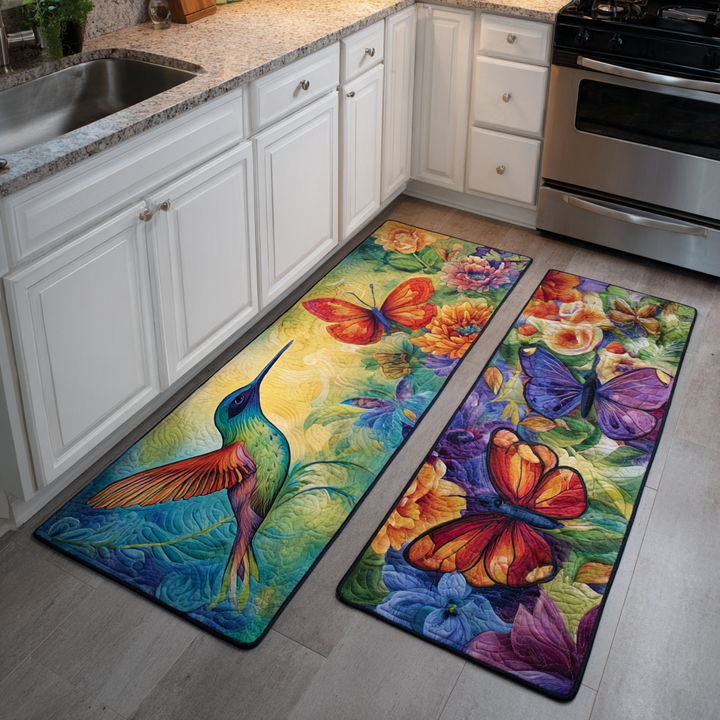 Wilma - Hummingbird and Floral Garden Kitchen Mat