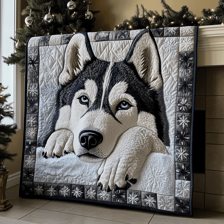 Renske - Dreamy Quilted Blanket with Husky Design