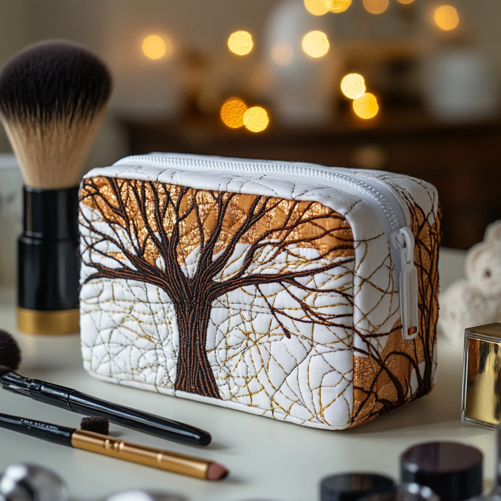 Melissa - Tree Motif Quilted Toiletry Bag