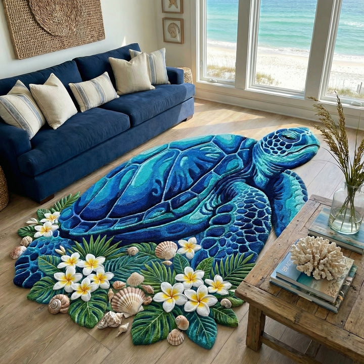 Lynn - Custom Island Turtle-Shaped Decorative Area Rug