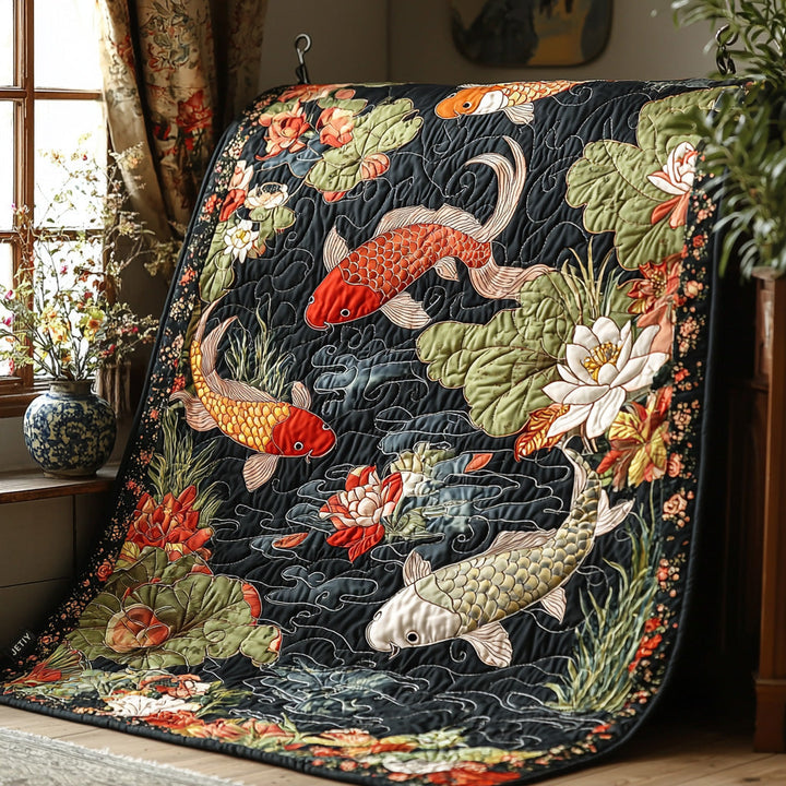 Wietske - Elegant Quilted Koi Japanese Blanket
