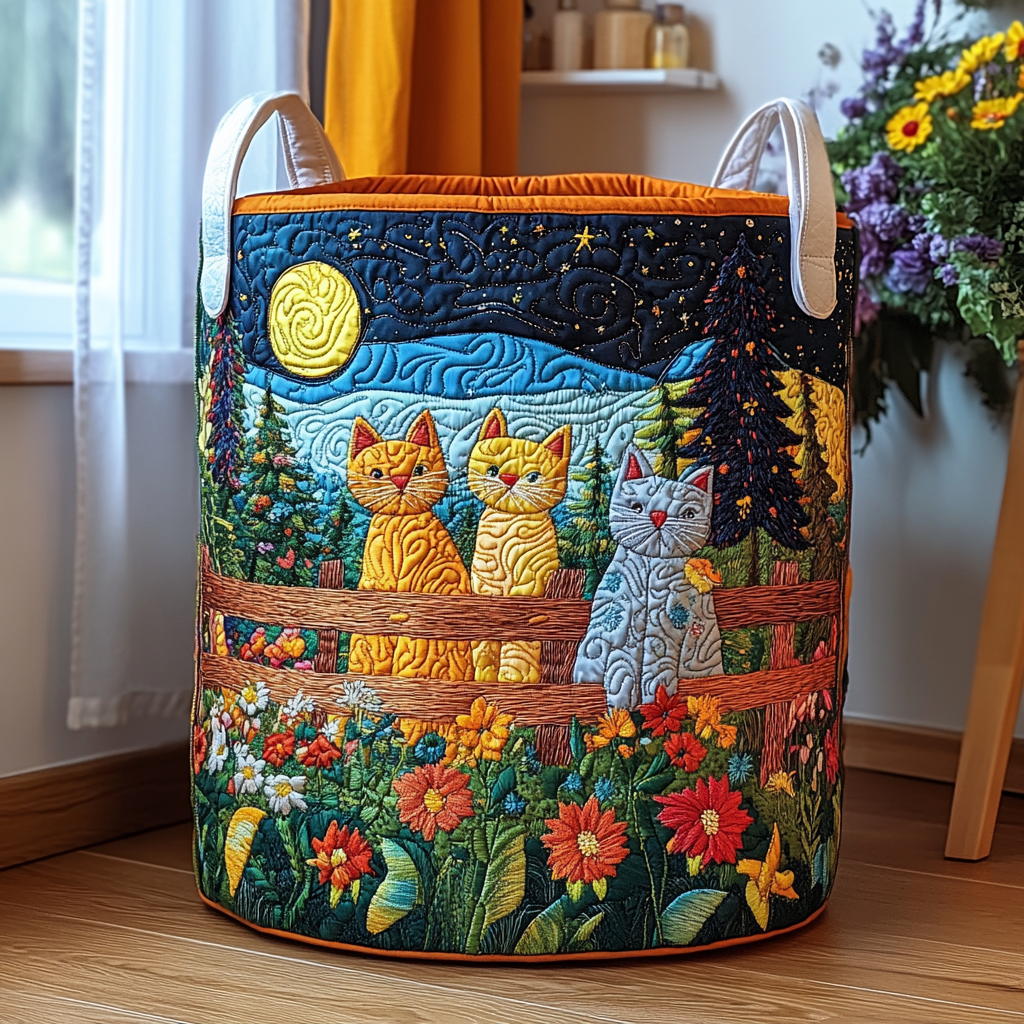 Lazy Cat Upholstered Laundry Basket