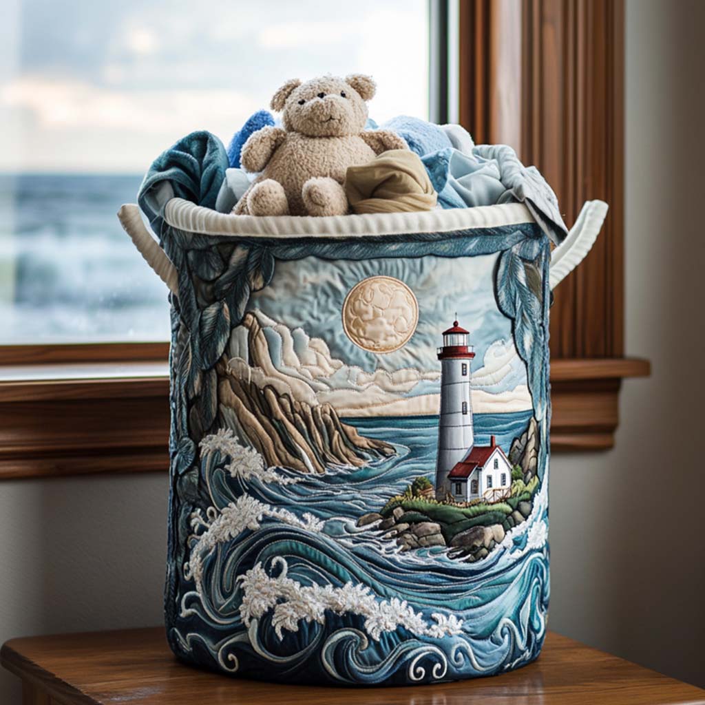 Lighthouse Dreams Lined Laundry Basket - Bay-Inspired Design