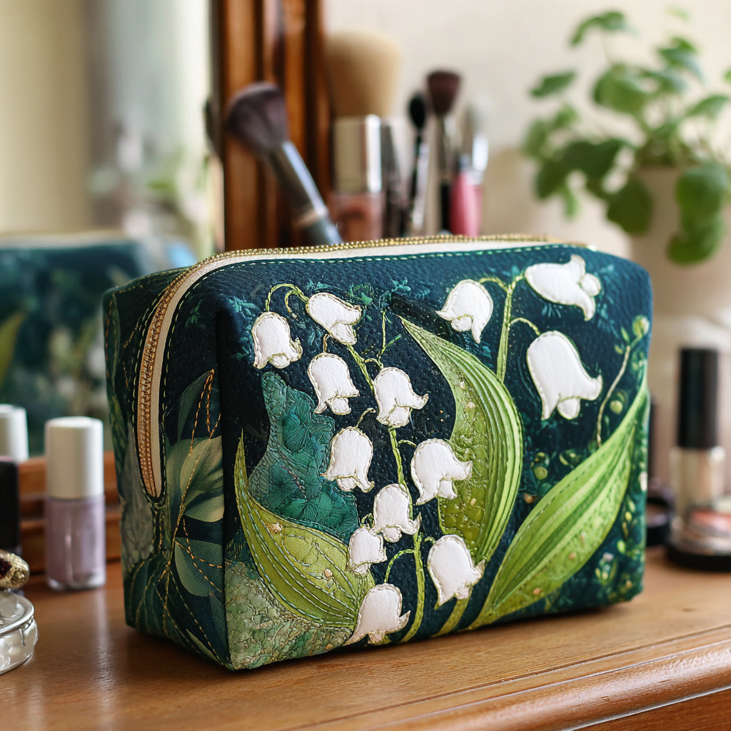 Willemijn - Elegant Quilted Toiletry Bag with Refined Lilies