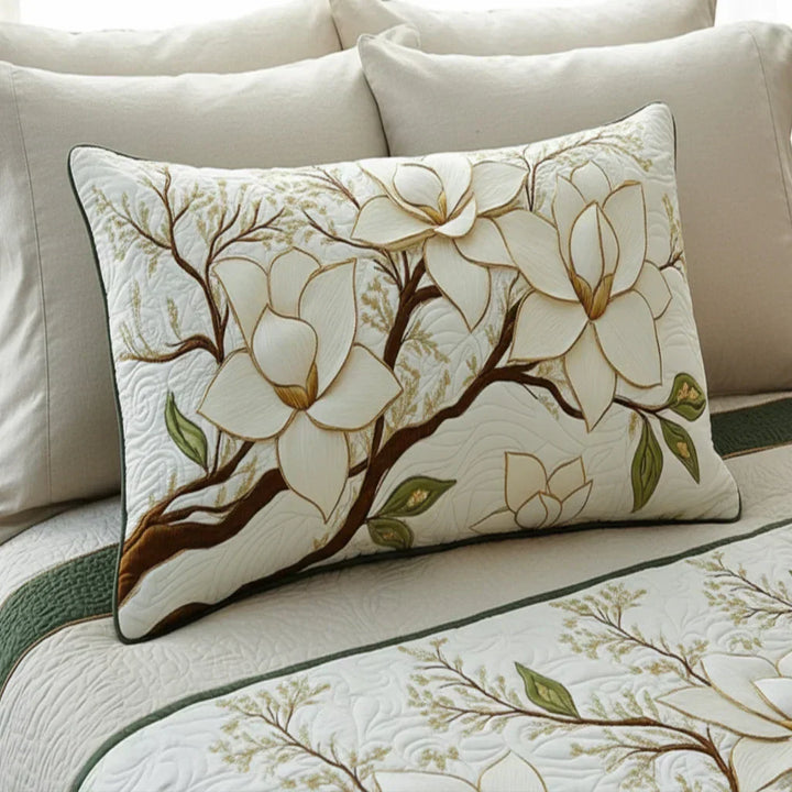 Magnolia Flower Upholstered Pillow Cover