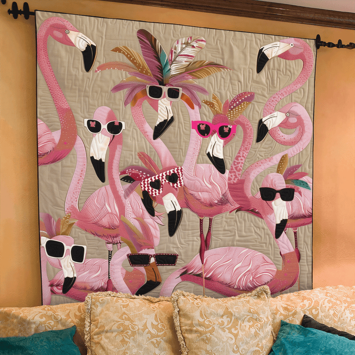 Carlijn - Tropical Flamingo Quilted Blanket