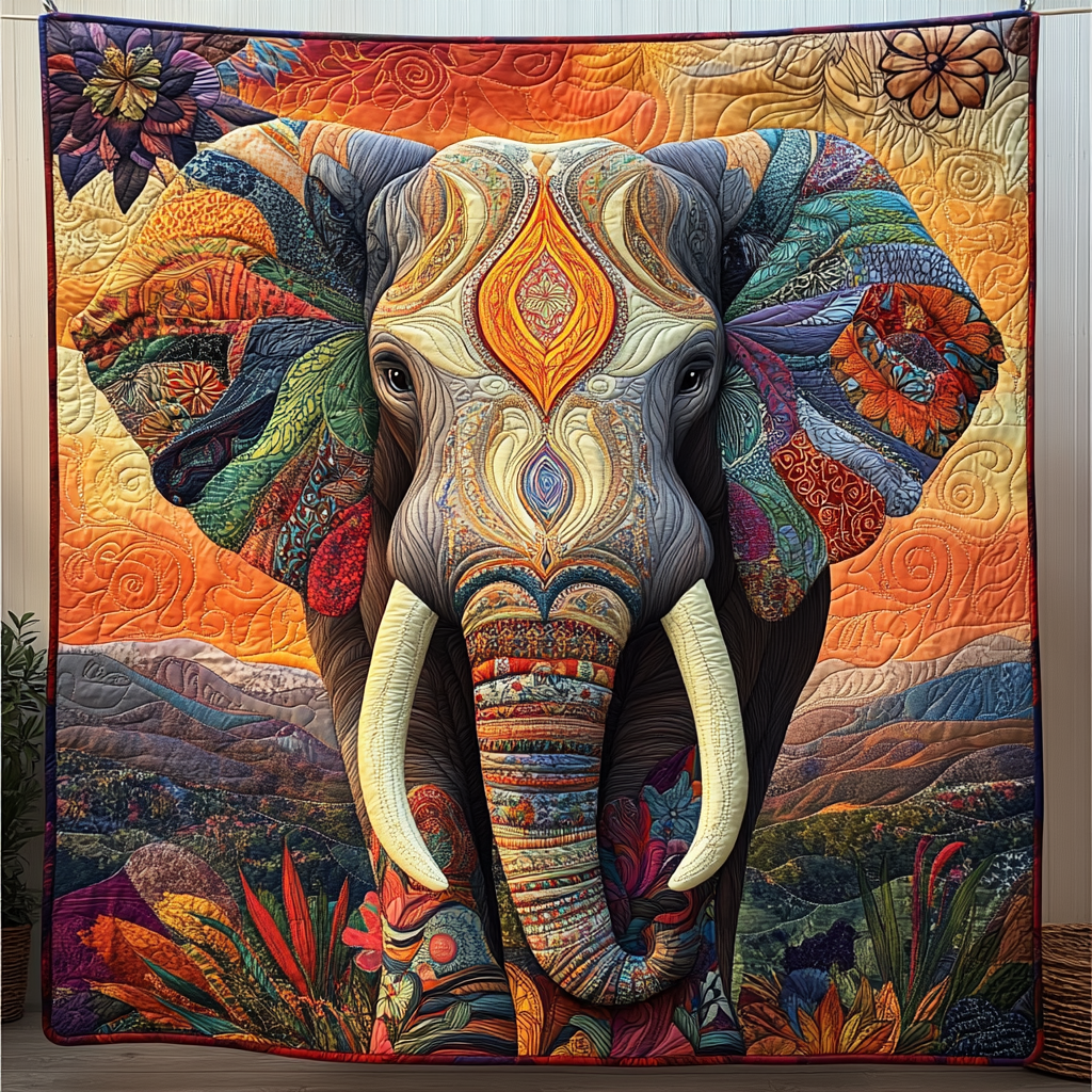 Yvonne - Moonlit Quilted Elephant Blanket