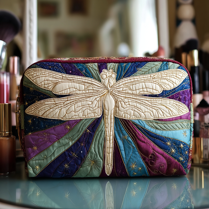 Quilted Toiletry Bag - Enigmatic Dragonfly Design
