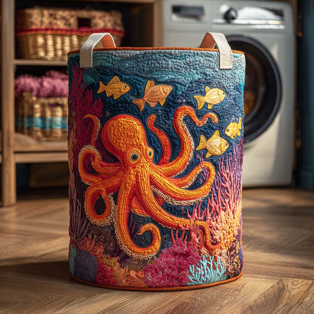 Octopus-Inspired Upholstered Laundry Basket