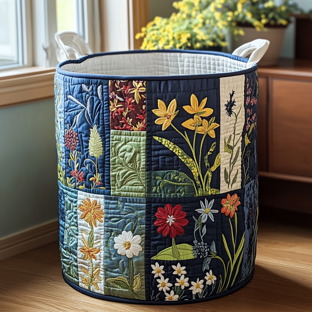 Natural Happiness Quilted Laundry Basket
