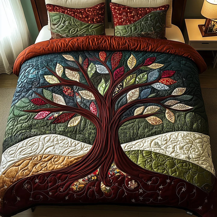 Nature-Inspired 3-Piece Quilted Duvet Cover Set