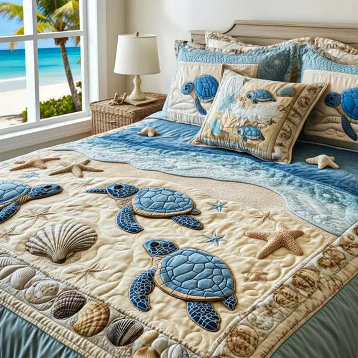 Ocean Waves 3-Piece Stitched Duvet Cover Set
