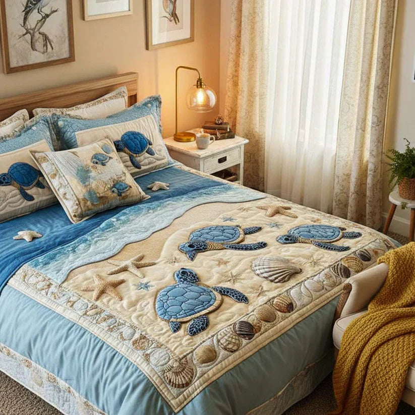 Ocean Waves 3-Piece Stitched Duvet Cover Set
