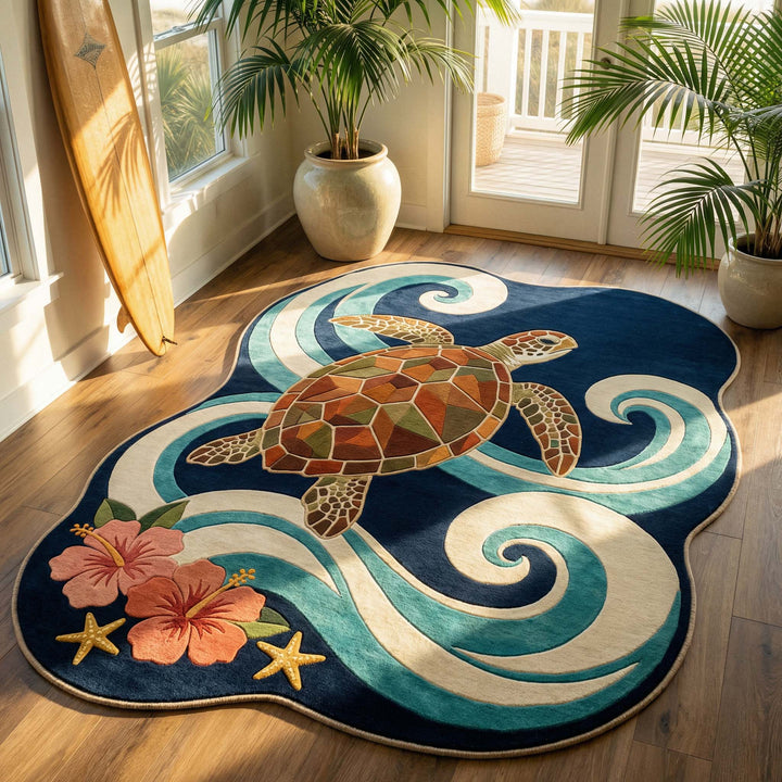 Maaike - Custom Turtle-Shaped Decorative Area Rug from the Peaceful Collection