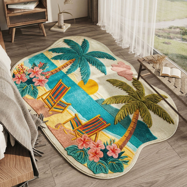 Personalized Palm-Shaped Decorative Floor Rug - Anna