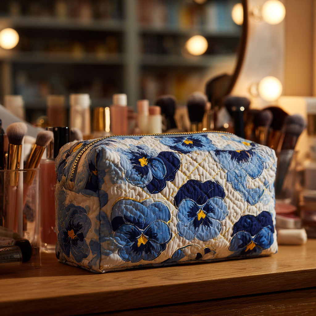 Janne - Violet Quilted Toiletry Bag