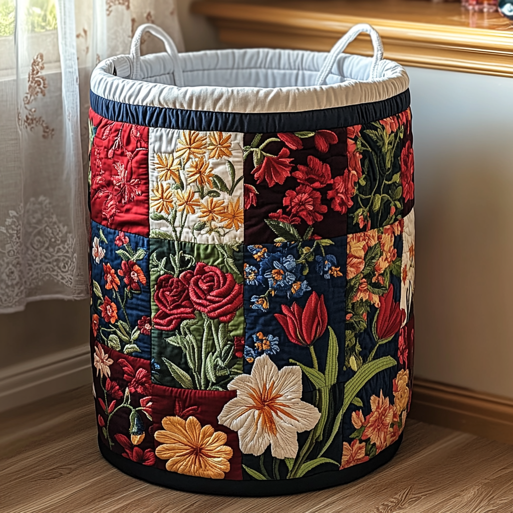 Floral Padded Laundry Basket
