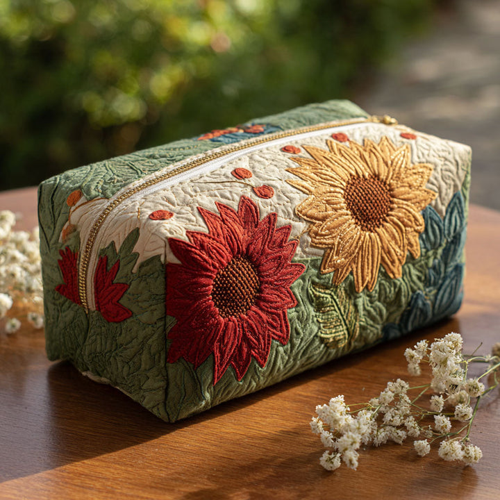 Fleur - Stitched Floral Quilted Toiletry Bag
