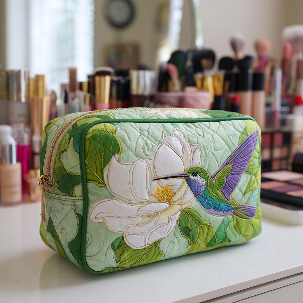 Iris - Elegant Quilted Toiletry Bag with Refined Petals