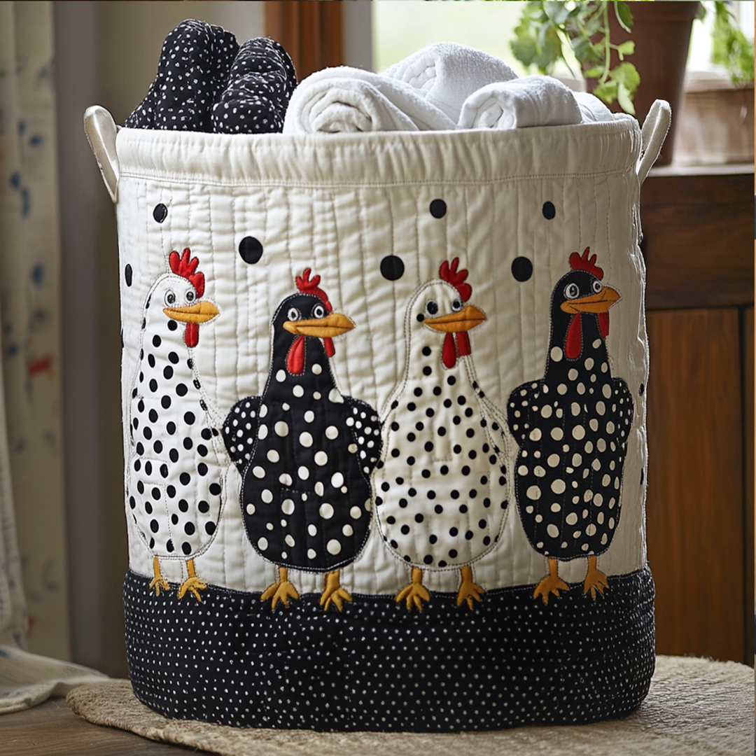 Polka Dot Upholstered Laundry Basket