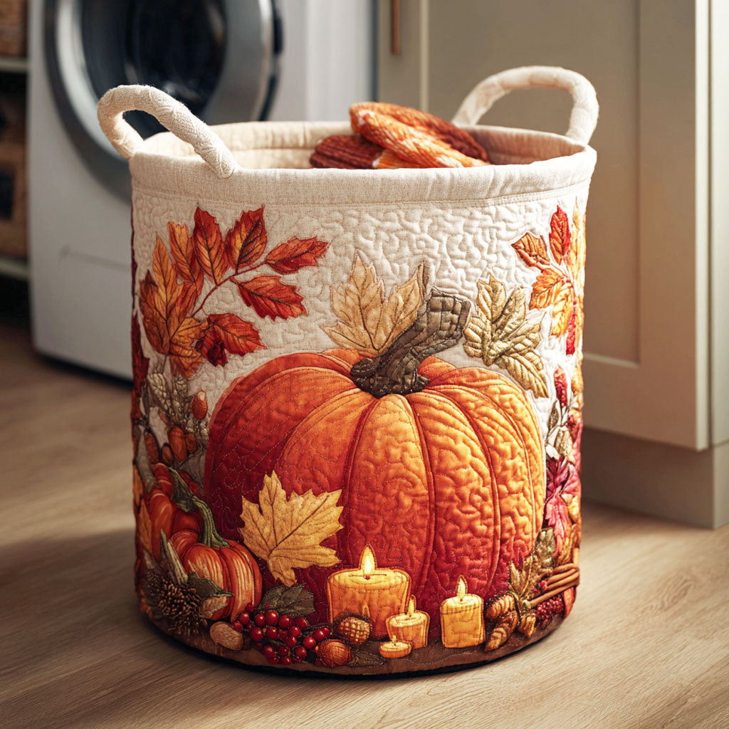 Pumpkin Quilted Laundry Hamper