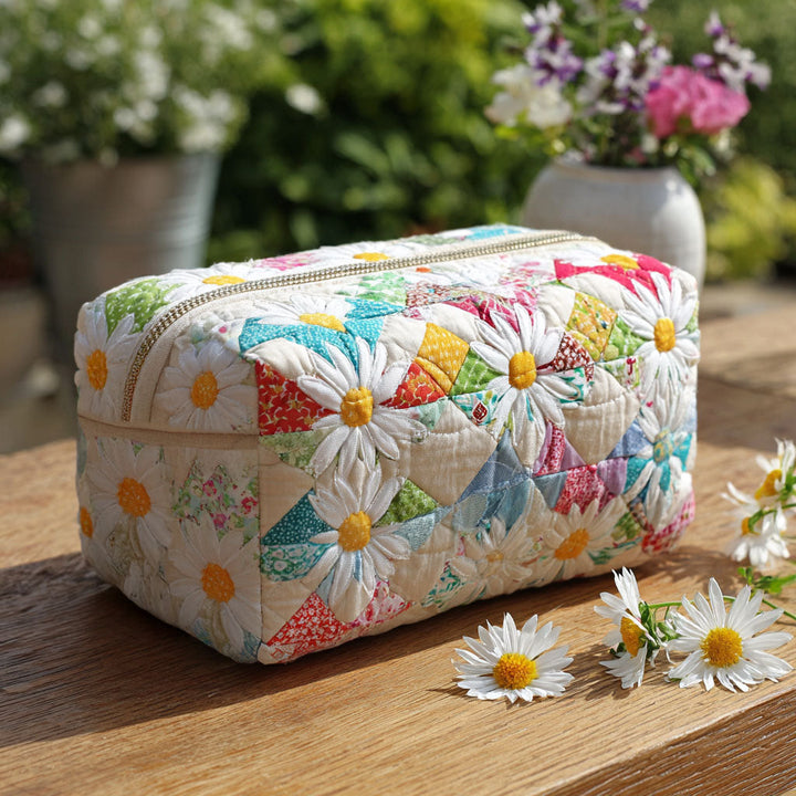 Lieke - Elegant Quilted Toiletry Bag with Floral Design