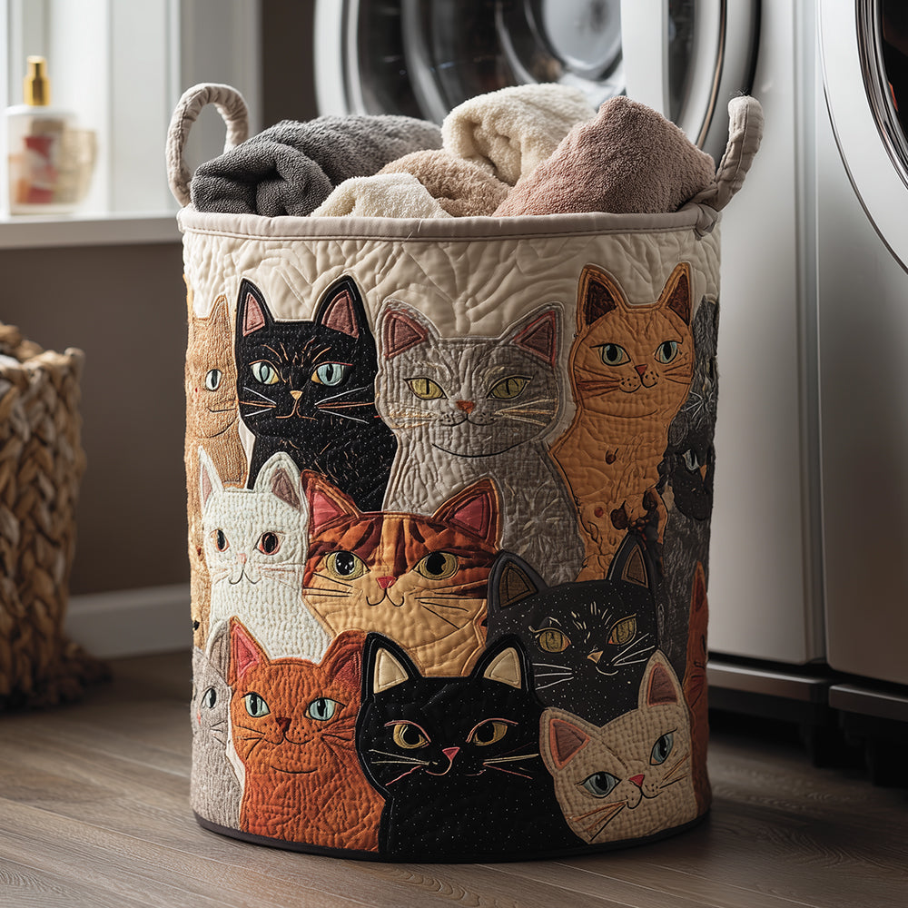 Cozy Purr Upholstered Laundry Basket